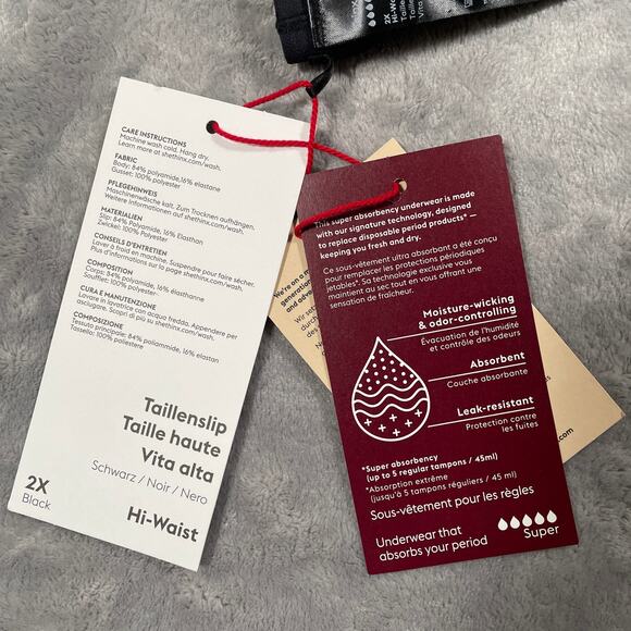 Thinx Period Underwear 2X Black Hi-Waist Panty Comfort Stretch Wicking Absorbing - Picture 6 of 8